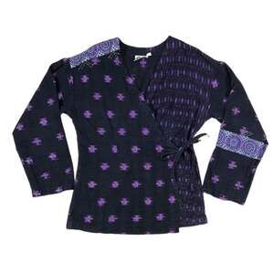 Market Place Long Sleeve Top in Black Purple | Size S